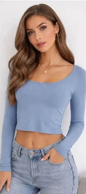 ✨Aritzia Sundays Best Ribbed Open Back Cropped Blue Sz Medium Top✨ thumbnail 1
