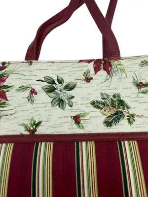 Longaberger #23540 Holiday Gift Bag Holiday Stripe Holiday Botanical Tote thumbnail 4