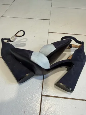 Tacones Nine West punta fina ankle strap negro gris talla 8M elegantes thumbnail 6
