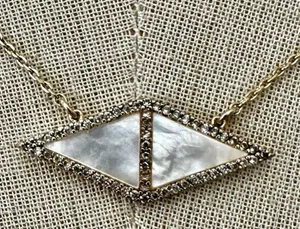Anthropologie mother-of-pearl and rhinestone geometric necklace by Perry thumbnail 1