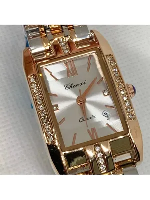 Chenxi women’s gold silver tone date watch rhinestones 23mm up to 8” running thumbnail 3