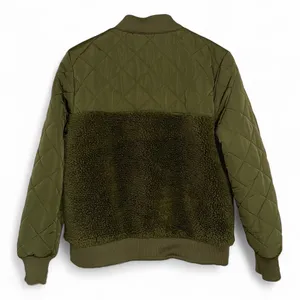 Dear John Olive Green Quilted‎ Sherpa Bomber Jacket - Women's Small Casual thumbnail 4