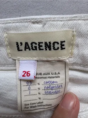 L’AGENCE Ruth High Rise Straight Jeans 26 Vintage White Raw Hem thumbnail 3