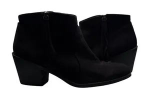 Soda Women 11 Black Suede Block Heel Side Zip Tassel Accent‎ Ankle Boots Western thumbnail 1