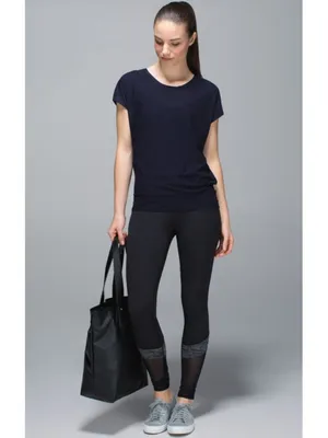 Lululemon If You're Lucky Short Sleeve Naval Blue Moody Mirage Open Cut-Out Back thumbnail 7