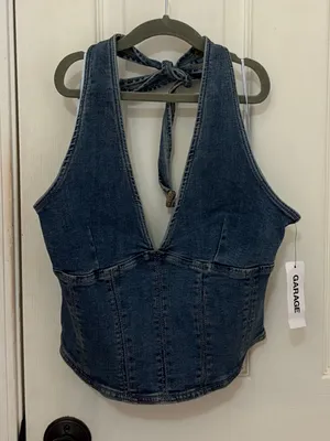 NWT!! Garage Denim Halter Top with Side Zipper thumbnail 9
