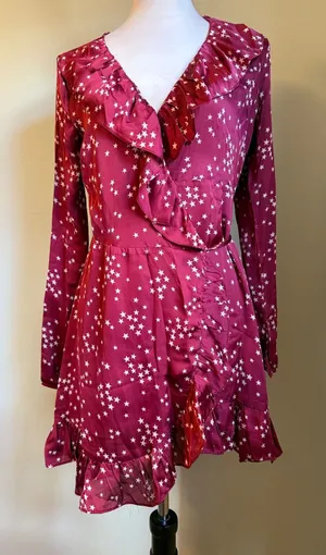 Cotton Candy LA‎ Star Print Ruffle Wrap Dress M boho whimsi fairy Y2K daity thumbnail 1