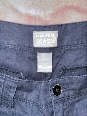 Converse One Star Wide Leg Pants Navy Blue Linen Blend Size 10 Fit 3 Beach Boho thumbnail 2