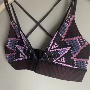 Mara Hoffman Black Purple Triangle Bikini Sports Bra Yoga Tribal Aztec size S thumbnail 3