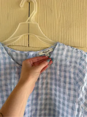 Madewell Gingham Checkered Tie-Front Button-Back Top thumbnail 2