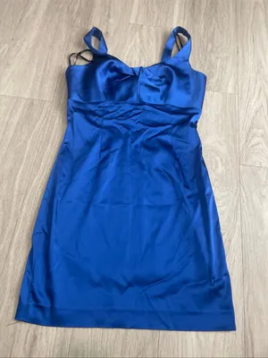 Calvin Klein Royal Blue Satin Midi Dress thumbnail 1