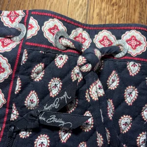 Vera Bradley Retired Quilted Cotton Paisley Drawstring Backpack Cinch Black Boho thumbnail 2