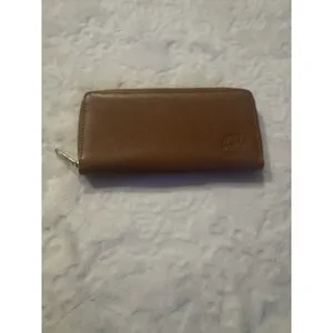 UNISEX HERSCHEL SUPPLY CO. Tan Brown Pebbled Leather RFID Zip Up Thomas Wallet thumbnail 4