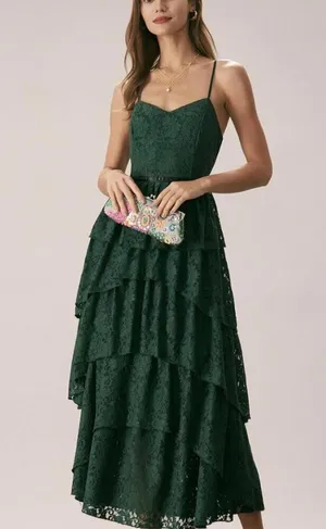 RIHOAS The Green Sweetheart Neck Lace Maxi Dress XS 05 thumbnail 2