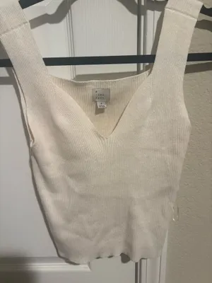 A new day Knit Tank Cream Top thumbnail 1