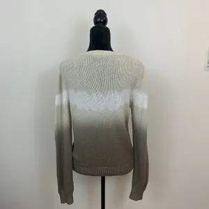 Splendid Women's S Ombre‎ Dip-Dye Cotton Shaker Knit Crewneck Sweater Taupe thumbnail 2