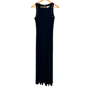 Joseph Ribkoff Black Sleeveless Grommet Maxi Dress Side Slit Size 4 US 6 UK‎ thumbnail 4