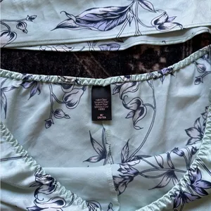 Victorias Secret Satin Pj’s lounge Floral Lace‎ blue Sleepwear Set cami shorts thumbnail 2