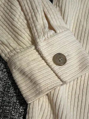 Womens XS The Group Babaton Aritzia off-white corduroy button-up shirt shacket thumbnail 7