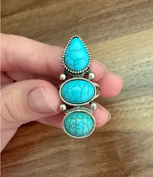 Faux turquoise ring Size 8 Blue thumbnail 4