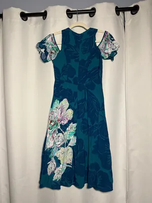 Maeve by Anthropologie Floral Elia Dress in Turquoise Size 2 thumbnail 5