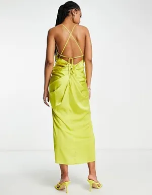 ASOS Yellow Formal Satin Dress thumbnail 3