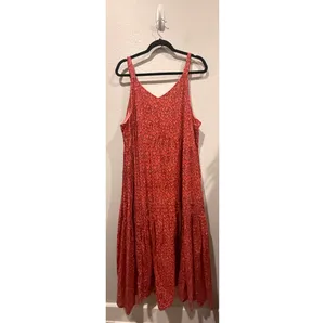 Anthropologie JOIE Sleeveless Summer Gathered Loose Fit Red Maxi Dress thumbnail 5
