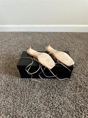 LPA Lucia Heel in Nude, Ankle-Tie Strappy Kitten Heel Sandal in Nude, size 6.5 thumbnail 8