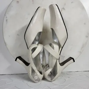 Apostrophe Cate Heels Womens 7.5 White Leather Square Toe Bridal‎ Wedding Party thumbnail 10