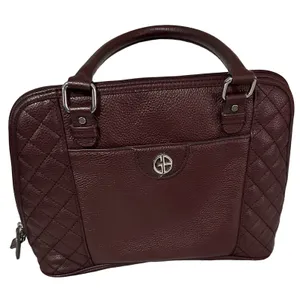 Giani Bernini‎ Womens Quilted Dome Satchel Handbag Maroon Leather Zipper thumbnail 2