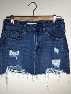 PacSun Denim Distressed Low Rise Micro Skirt Size 27 thumbnail 2