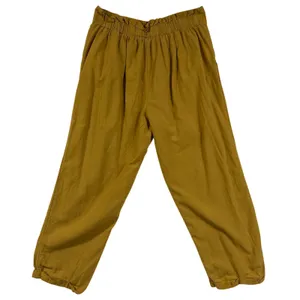 American Eagle XL Linen Paperbag High Rise Tapered Pants Mustard Yellow Coastal thumbnail 2