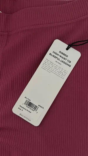 Alo Ribbed High-Waist 7/8 Blissful Legging - Raspberry Sorbet thumbnail 3