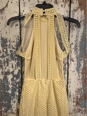 PrettyLittleThing Lemon Yellow lace Backless Midi Dress, size 6 thumbnail 6