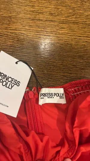 Princess Polly Crotoy Strapless Bubble Hem Mini Dress Red thumbnail 3