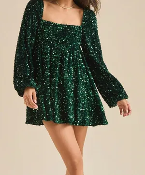 NEW Altar’d State Green Sequin Holiday Dress Plus Size Medium NWT thumbnail 1