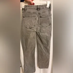 ZARA TRF Stove Pipe Black Grey Wash High Waisted Straight Leg Jeans Size 2 thumbnail 4