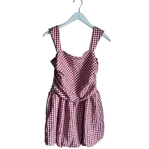 Cider‎ Red White Gingham Checkered Mini Dress Picnic Bubble Ruched NWT sz Small thumbnail 2