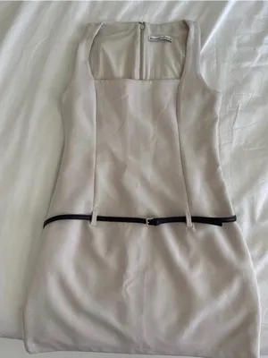 Abercrombie | Square-Neck Belted Mini Sheath Cream Dress S thumbnail 2