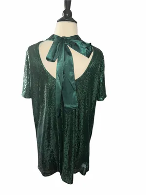 Main Strip Like new Emerald Green Sequin Mini Dress Women Large thumbnail 7