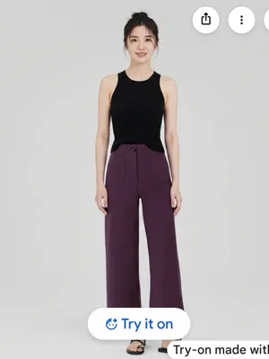 Women's Quince Ultra-Stretch Ponte Cropped Wide Leg Pants Dark Purple 0 thumbnail 2