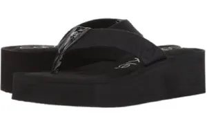 Calvin Klein Women's Mulan Logo Black Wedge Thong Slides Sandals Size 10 NIB thumbnail 1