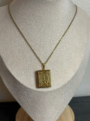 Handmade Gold Book Locket Necklace | Waterproof & Tarnish Resistant thumbnail 1