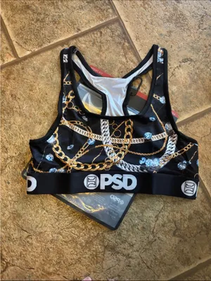 NWT *Bundle of 2* PSD Microfiber Blend Sports Bra Harley Quinn/Ice Chains sz S thumbnail 6