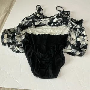 Floral Black and cream one piece Swimsuit thumbnail 5