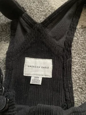 American Eagle Black Corduroy Overall Dress thumbnail 4