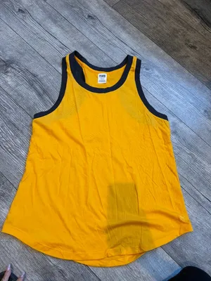 PINK Victoria's Secret Women's Large Yellow Tank Top Muscle Top Sleeveless thumbnail 4