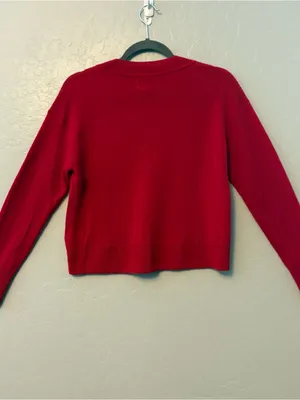 Rachel Zoe red v-neck long sleeve 100% 2-ply cashmere sweater size small thumbnail 10