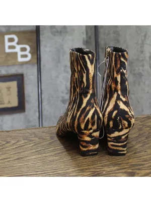 NWT A New Day Tigris Block Heel Ankle Boots 94568624 Tiger Print Brown 6M thumbnail 5