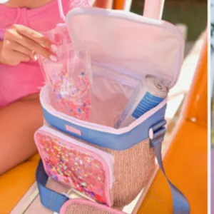 Packed Party Bring On the Confetti Insulated Cooler Bag NWT Pink Glitter thumbnail 7